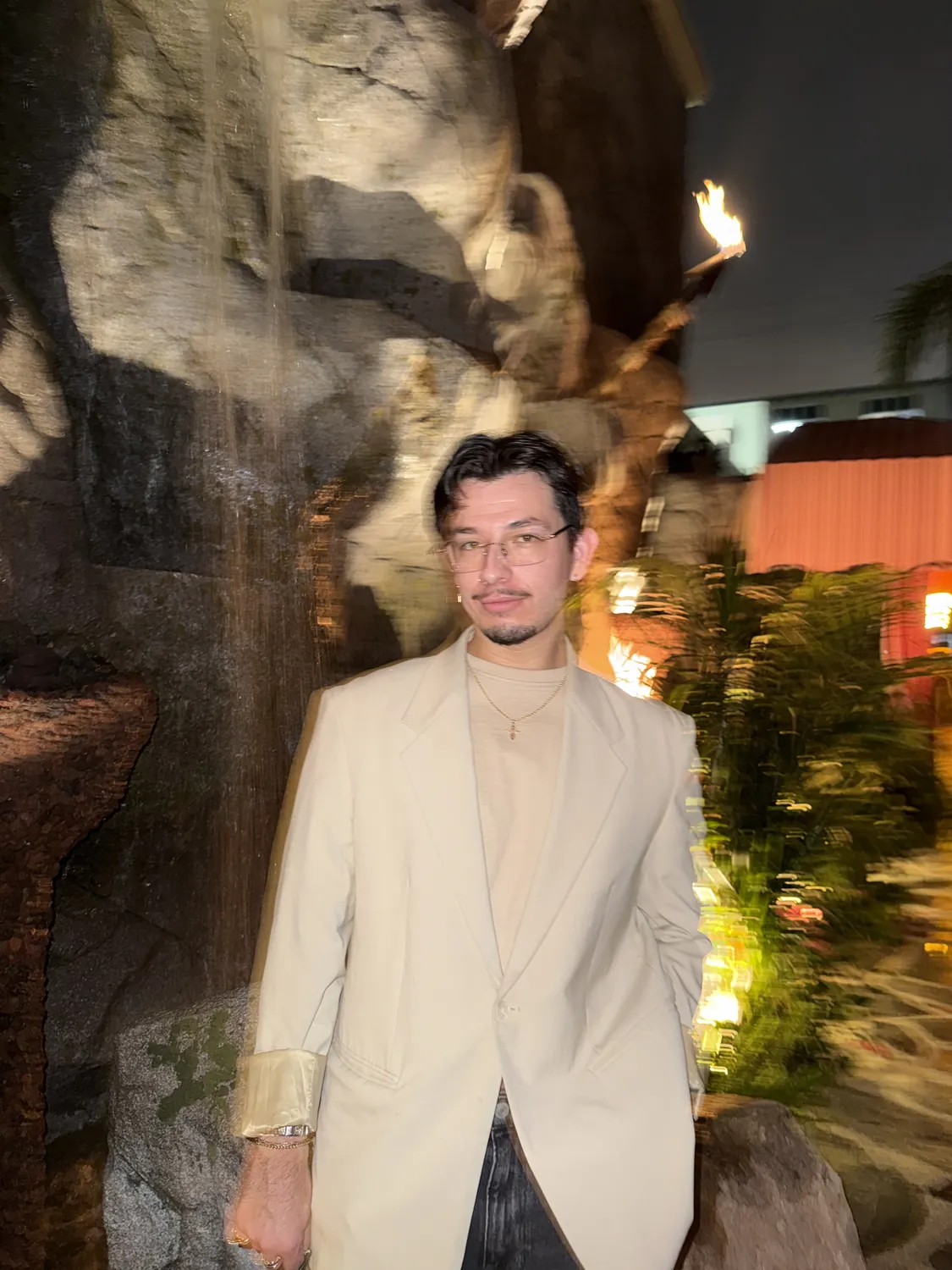 Everyday fit — cream blazer at night